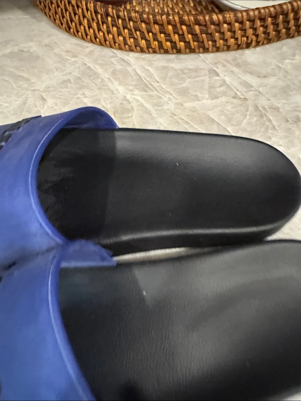 Balenciaga Men's Blue Logo Slide Sandals